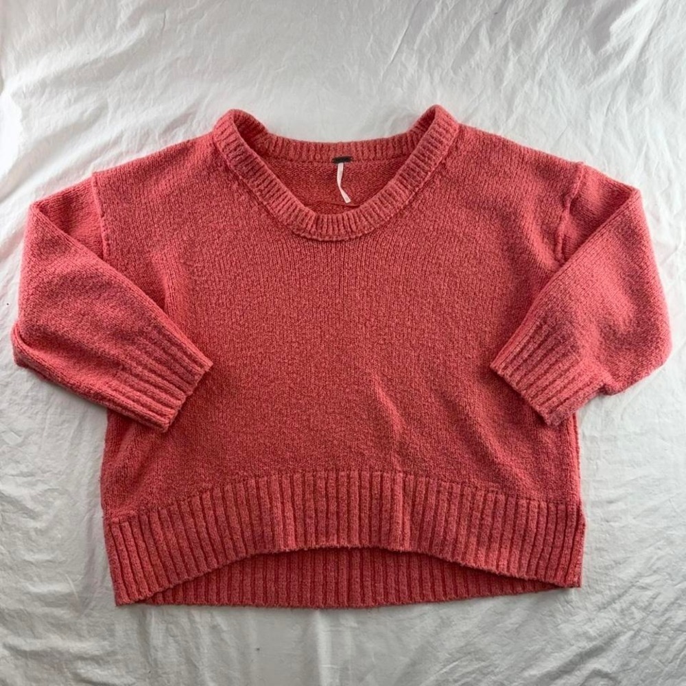 Free People Pink Lightening Brookside Knit Oversized Tunic Sweater Womens Sz XS